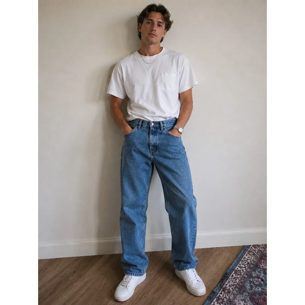 Rustler Vintage Regualr Fit Straight Leg Jeans Medium Wash Blue 30x30 - Picture 1 of 7